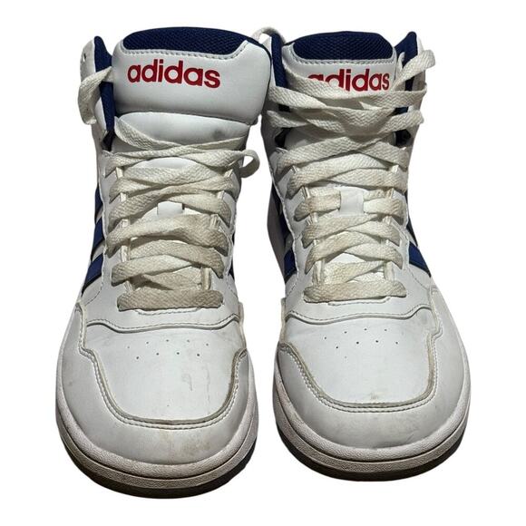 Adidas Hoops 3.0 Mid EWhite Blue Red Sneakers Youth 5Y Basketball Casual Shoes - Picture 3 of 8